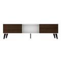 Designed To Furnish Doyers Mid-Century Modern TV Stand in White & Nut Brown, 19.69 x 70.87 x 14.97 in. DE2616330